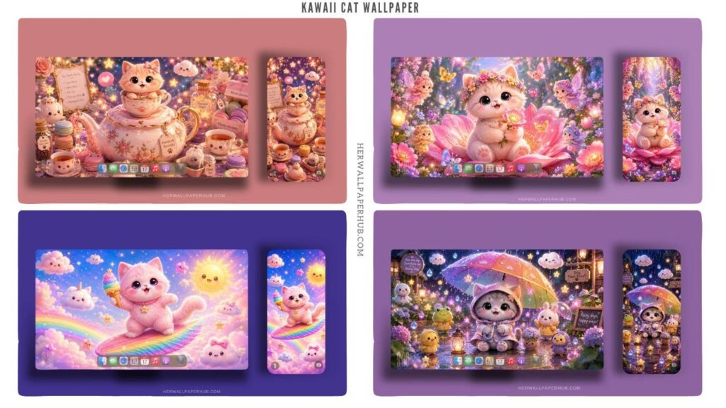 Kawaii Cat Wallpaper for Girl with Aesthetic Designs - Desktop & Phone