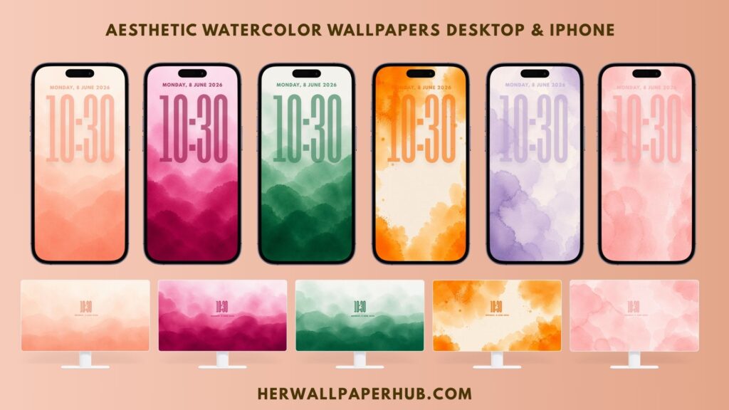 Aesthetic Watercolor Wallpaper Desktop & iPhone - 4K HD