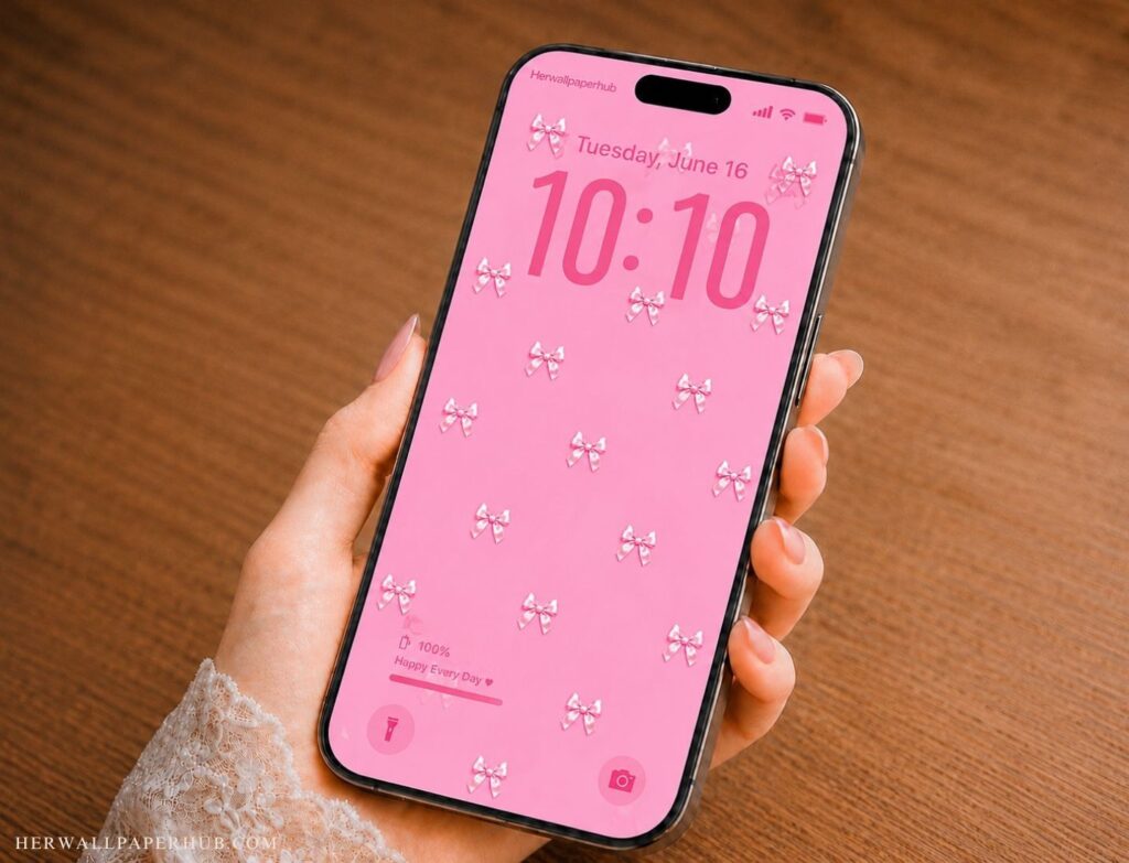 Bow Pink Coquette Aesthetic Wallpaper 