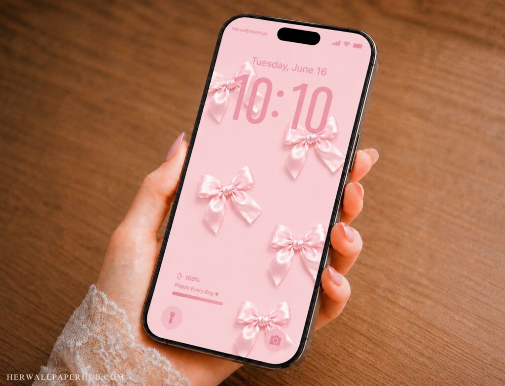 Bow Pink Coquette Aesthetic Wallpaper 