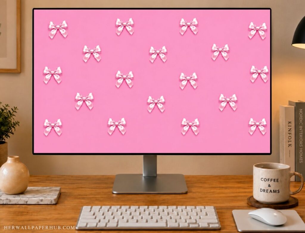 Bow Pink Coquette Aesthetic Wallpaper