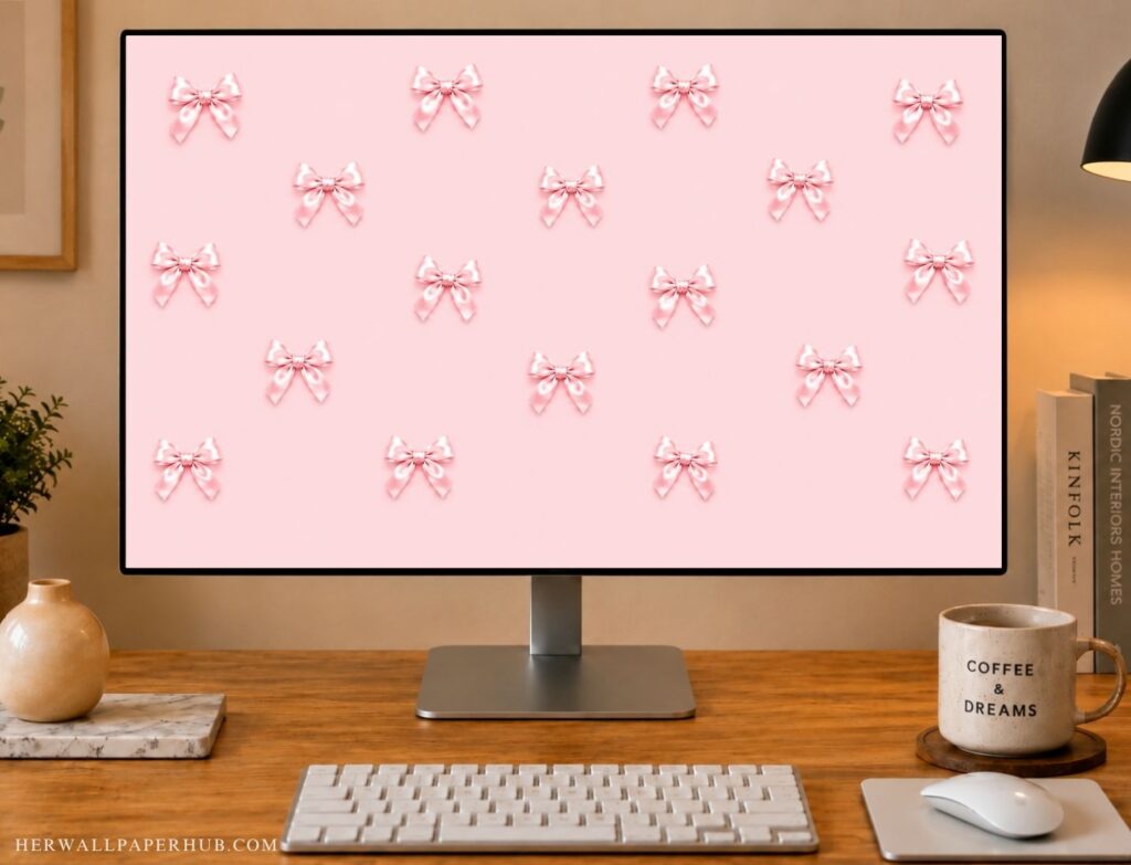 Bow Pink Coquette Aesthetic Wallpaper