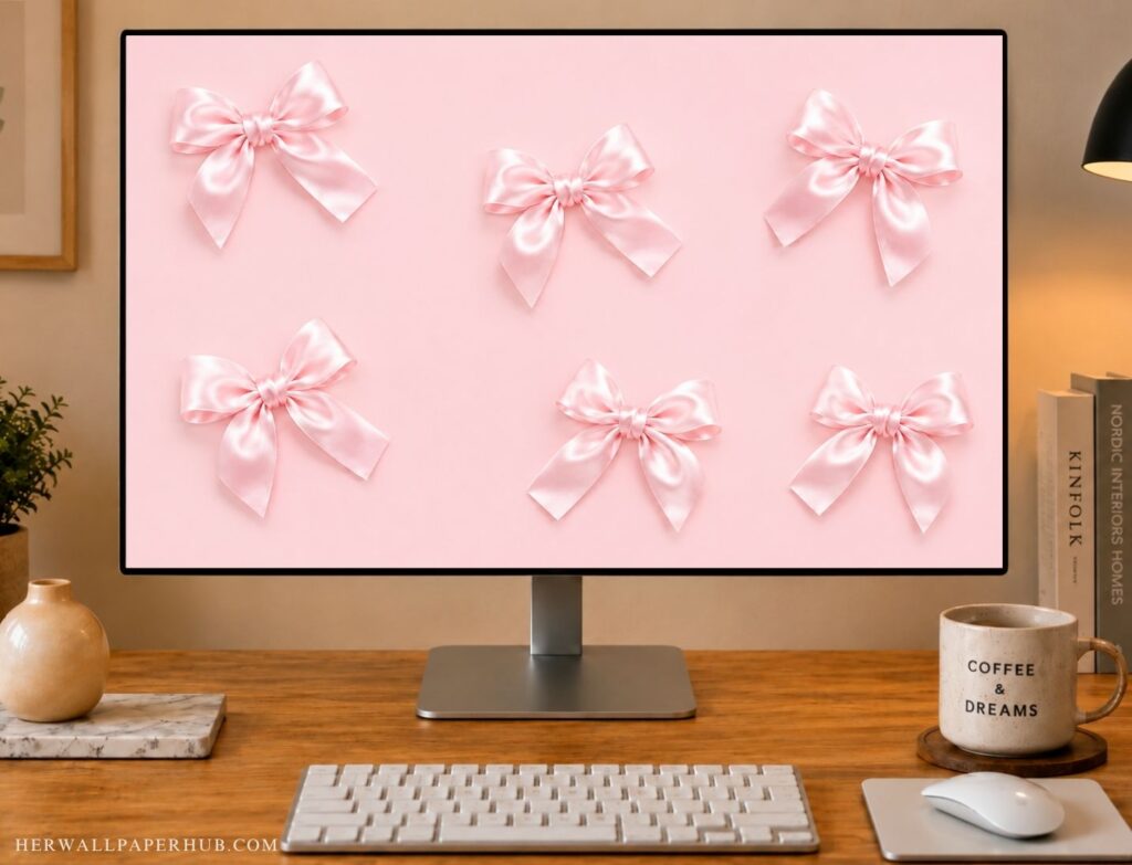 Bow Pink Coquette Aesthetic Wallpaper