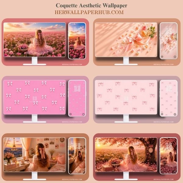 Coquette Aesthetic Wallpaper Pink Bow - Desktop & Phone