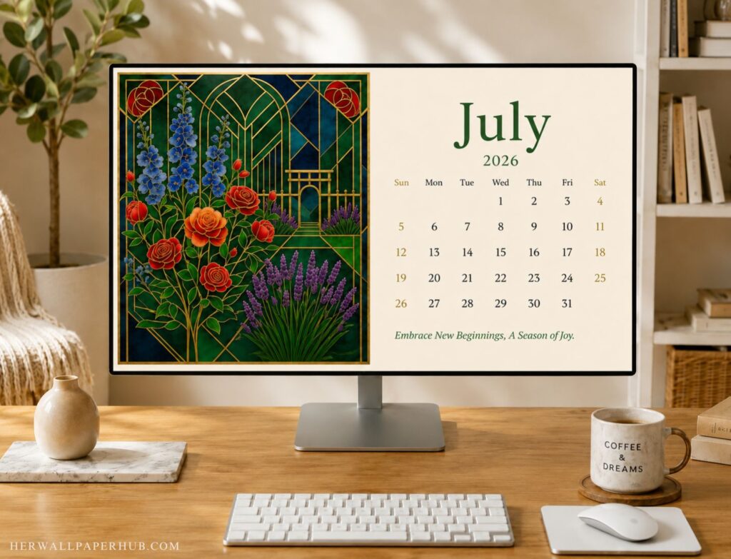 July 2026 Calendar Desktop Wallpaper