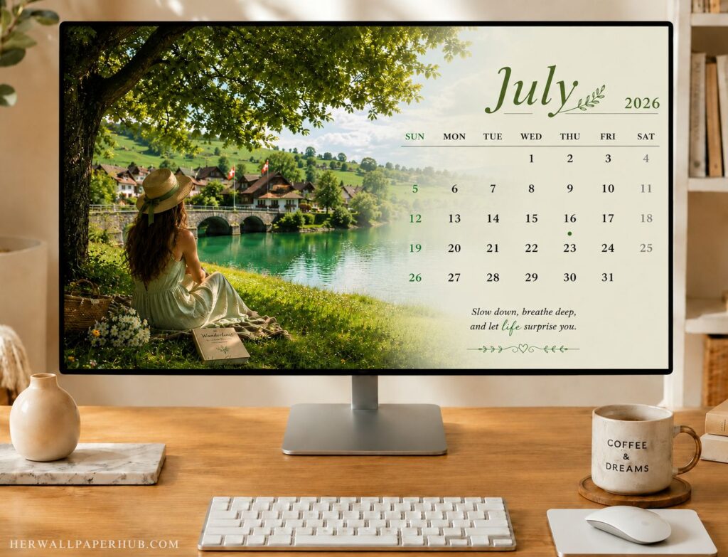 July 2026 Calendar Desktop Wallpaper
