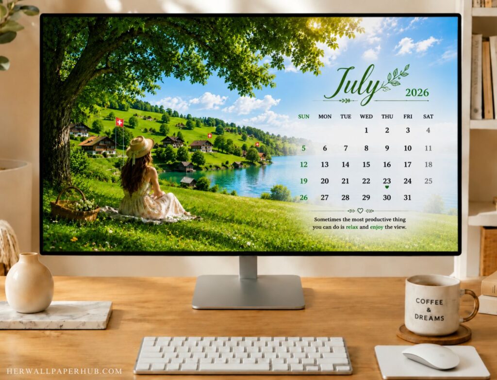 July 2026 Calendar Desktop Wallpaper