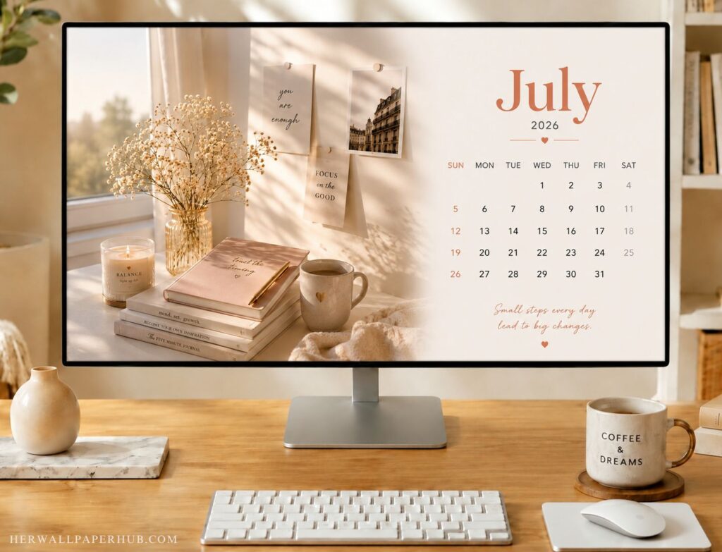 July 2026 Calendar Desktop Wallpaper