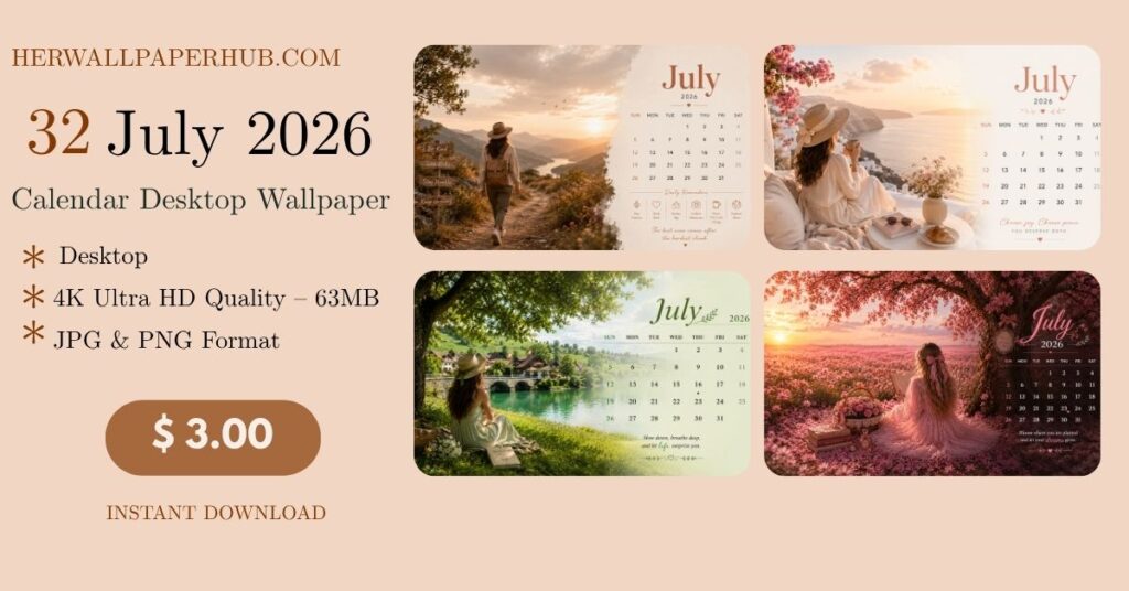 July 2026 Calendar Desktop Wallpaper