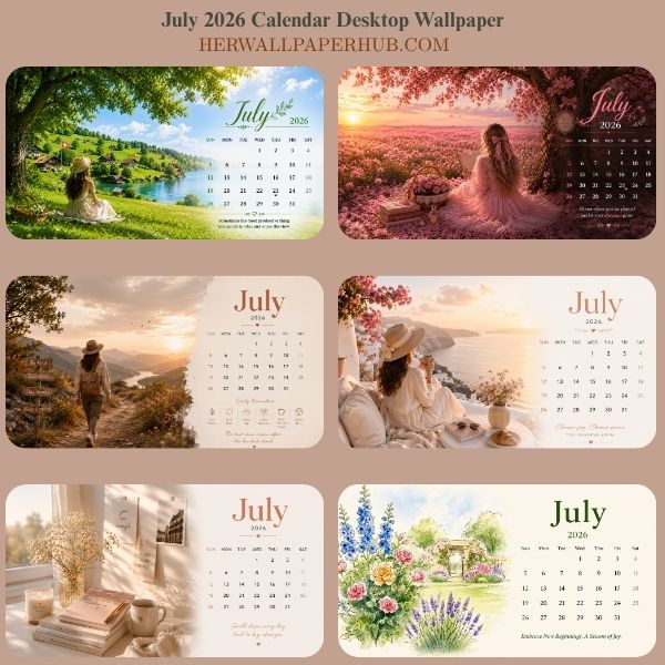 July 2026 Calendar Desktop Wallpaper