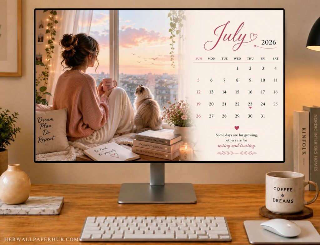 July 2026 Calendar Desktop Wallpaper
