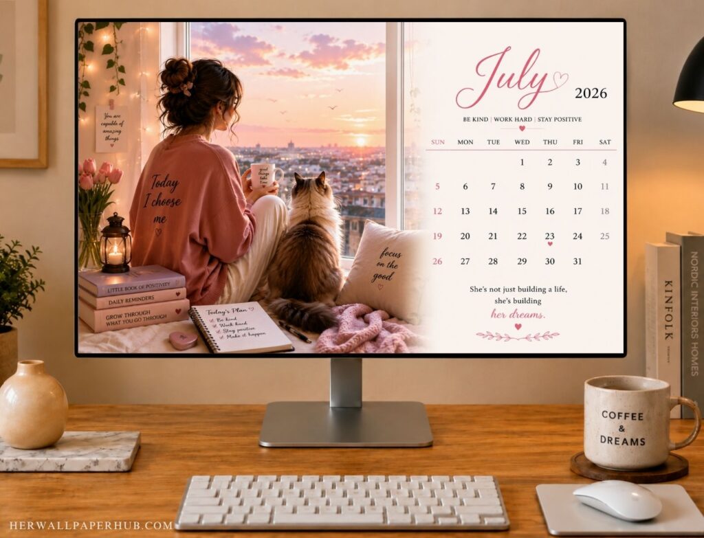 July 2026 Calendar Desktop Wallpaper