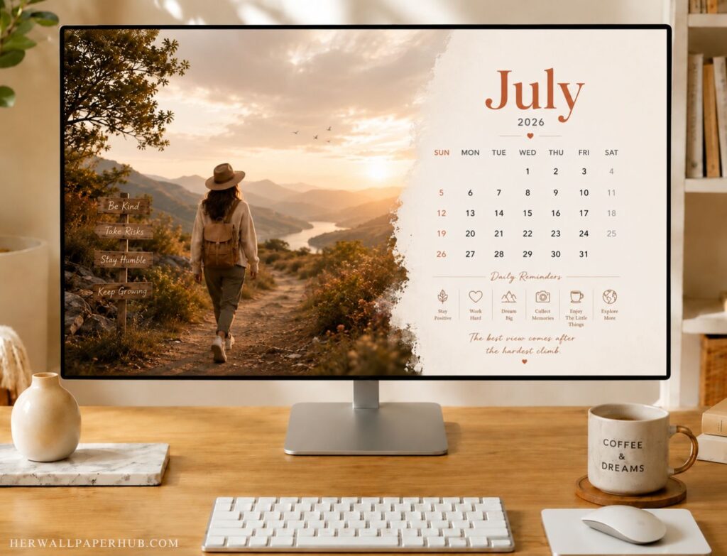July 2026 Calendar Desktop Wallpaper