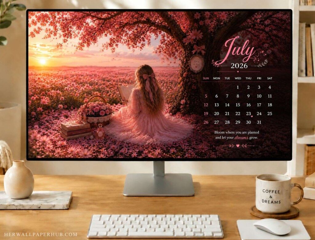 July 2026 Calendar Desktop Wallpaper