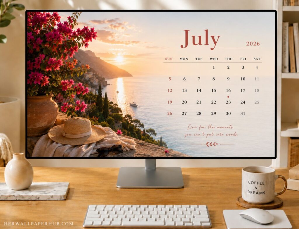 July 2026 Calendar Desktop Wallpaper