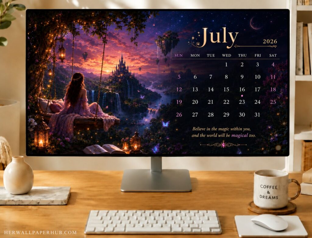 July 2026 Calendar Desktop Wallpaper