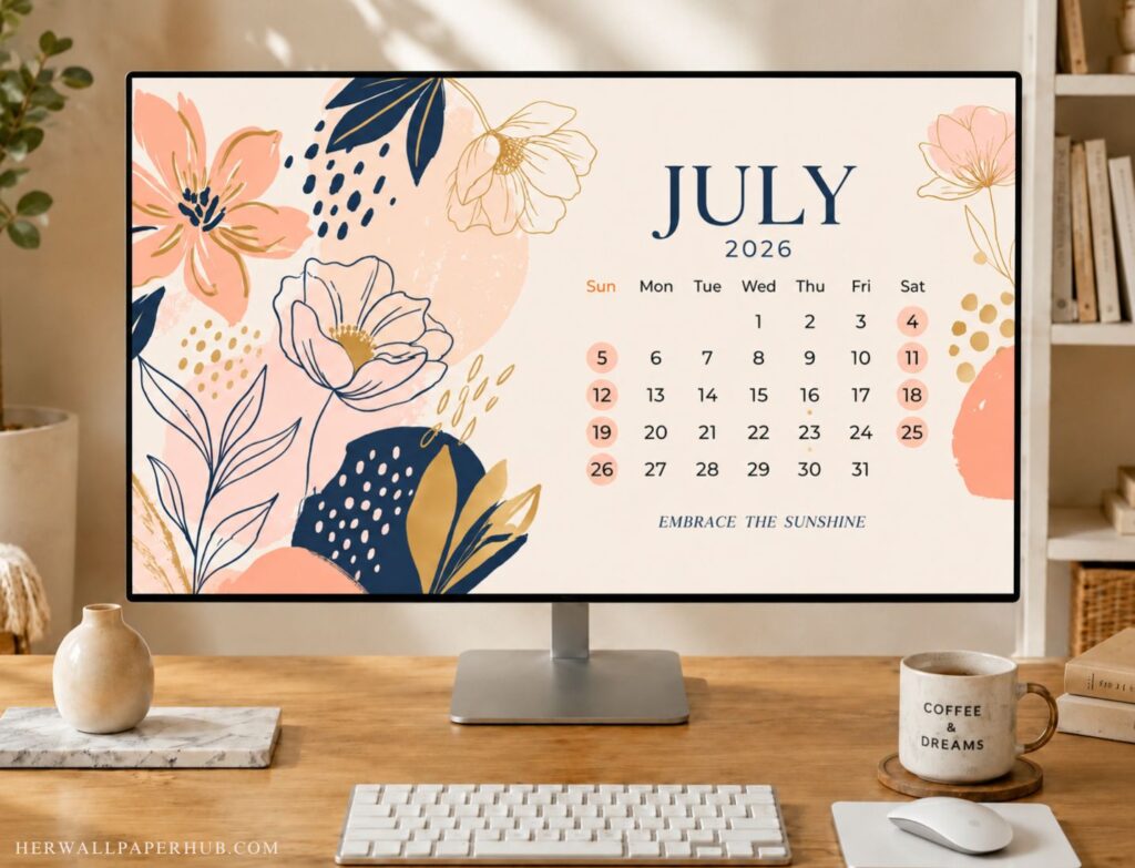 July 2026 Calendar Desktop Wallpaper