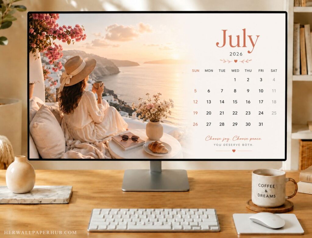 July 2026 Calendar Desktop Wallpaper