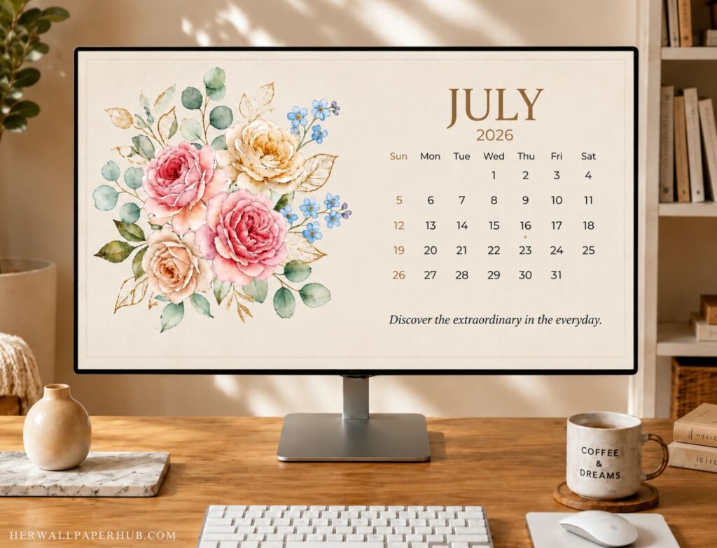 July 2026 Calendar Desktop Wallpaper