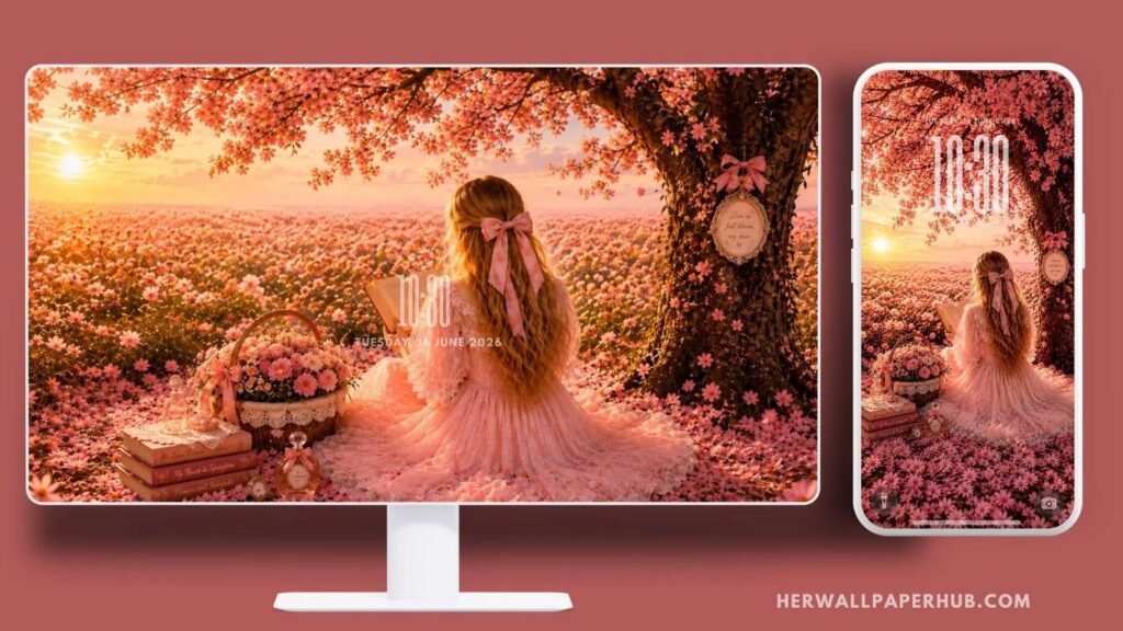 Pink Bow Coquette Aesthetic Wallpaper 