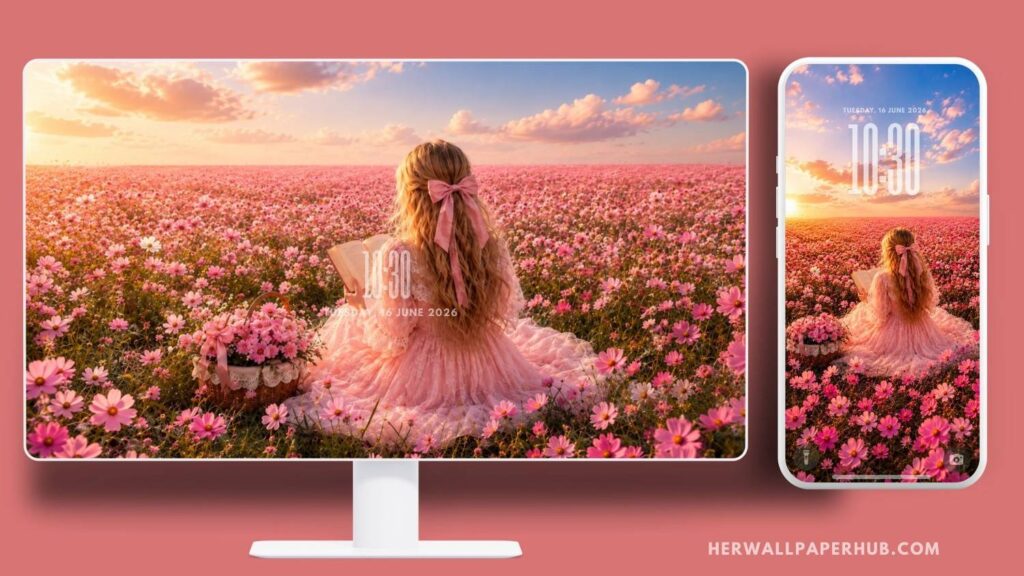 Pink Bow Coquette Aesthetic Wallpaper