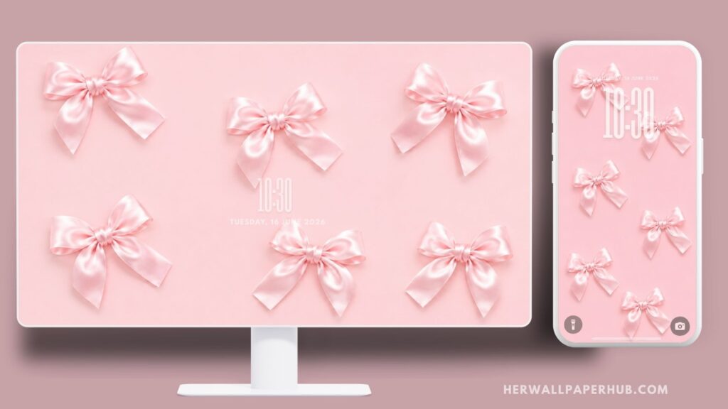 Pink Bow Coquette Aesthetic Wallpaper 