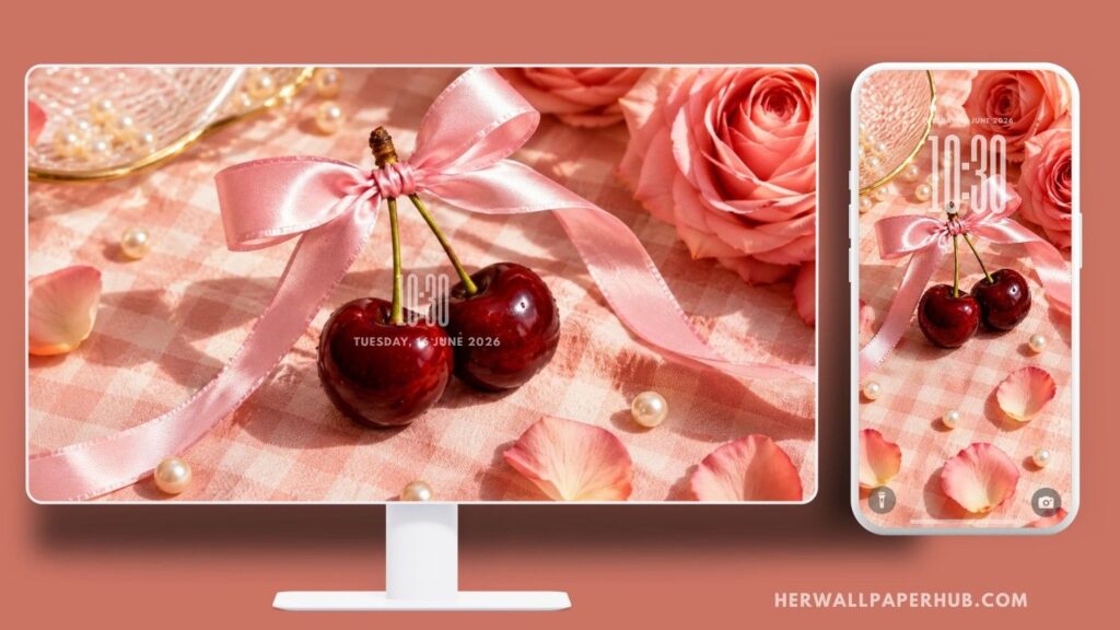 Pink Bow Coquette Aesthetic Wallpaper