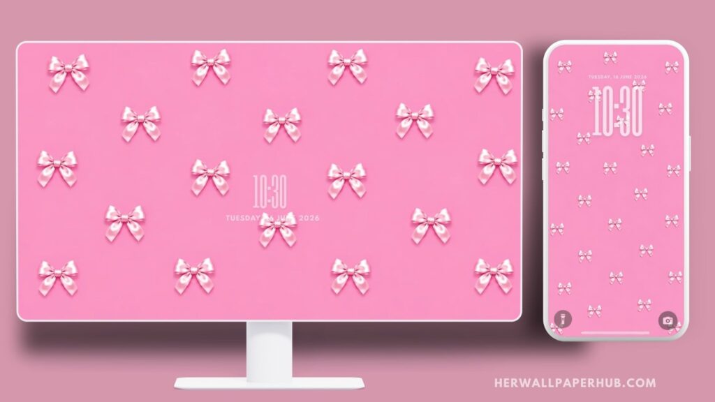 Pink Bow Coquette Aesthetic Wallpaper