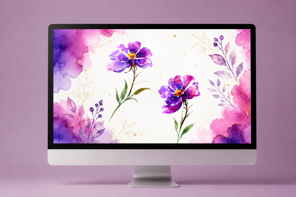 Purple Watercolor Flower Wallpaper Desktop