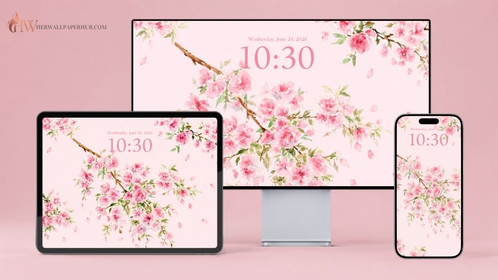 Watercolor Cherry Blossom Wallpaper